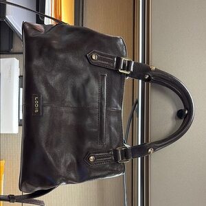 Lodis Brown Satchel Bag with Structured Shape and Gold Hardware